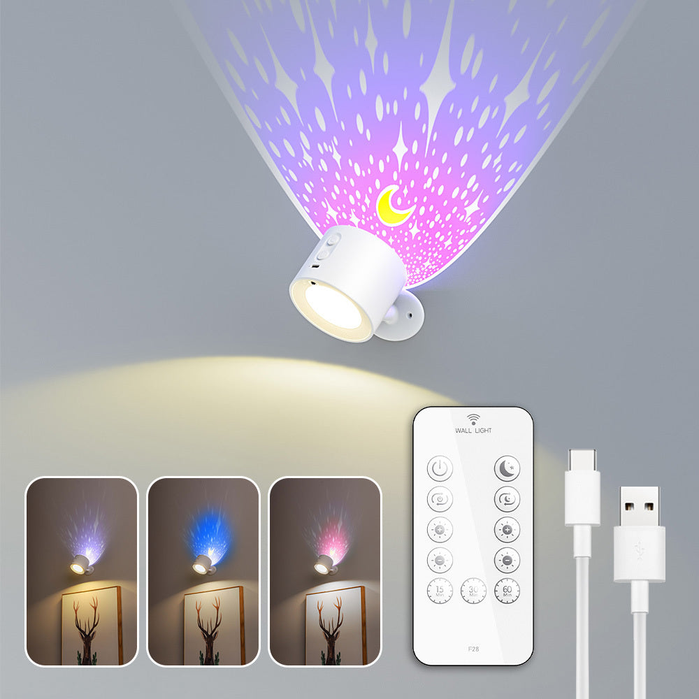 Rechargeable Star Moon Projection Wall Light Magnetic 360 Rotate